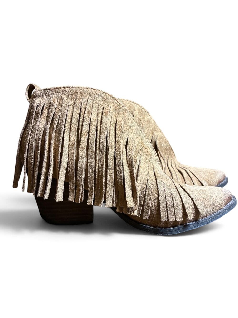 Coconuts by Matisse Lambert Tan Fringe Booties Western Ankle Boots